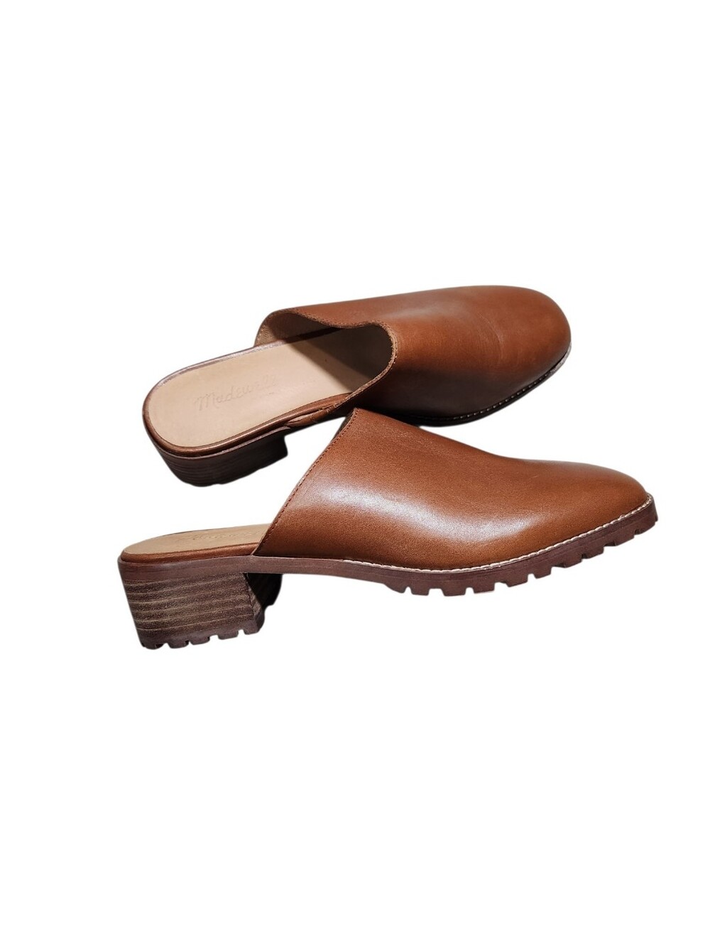 Madewell Mindy Lugsole Mule Shoe Cognac Brown Leather Women Size 10 New Slip On